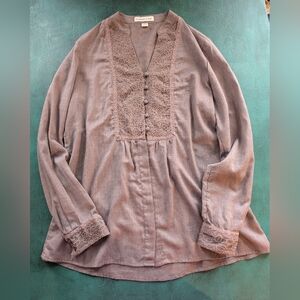 Romantic Grey Embroidered Tunic S